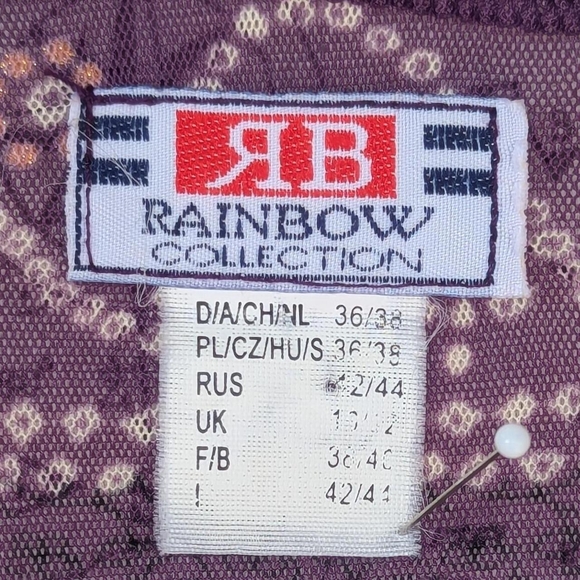 Y2K Boho Fairy Asymmetrical Paisley Mesh Top With Velvet Bow Size Medium - Picture 2 of 8